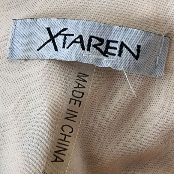 XTAREN Women’s Size Medium Sleeveless Bodycon Lace Midi Dress Lined Nude Beige - Picture 7 of 8